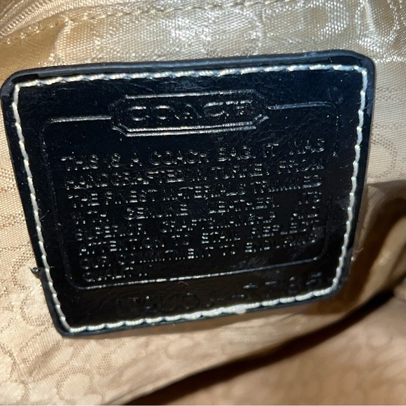 Coach Signature Canvas Shoulder Bag with Black Leather Trim & Brass Hardware - Picture 5 of 9